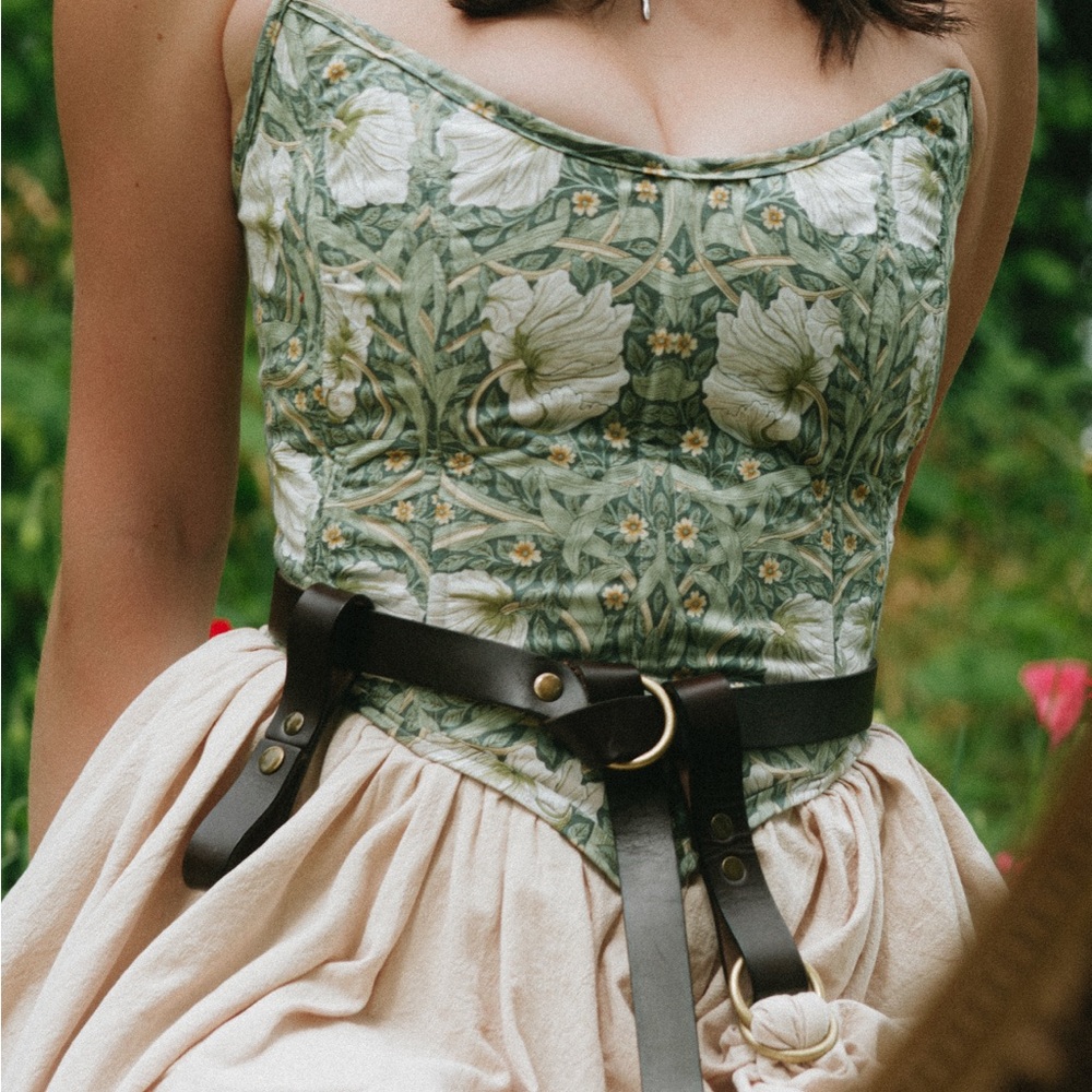 Floral Green Corset Top Cottage Core William Morris